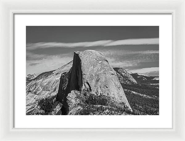 Black and White Landscape of Hal Dome - Framed Print