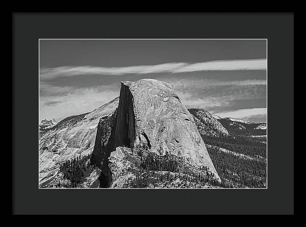 Black and White Landscape of Hal Dome - Framed Print