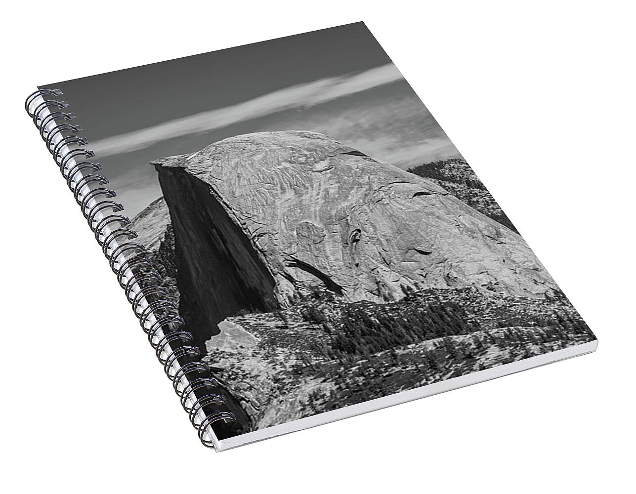 Black and White Landscape of Hal Dome - Spiral Notebook