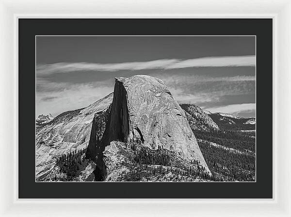 Black and White Landscape of Hal Dome - Framed Print