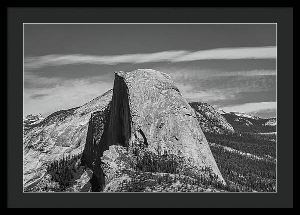 Black and White Landscape of Hal Dome - Framed Print