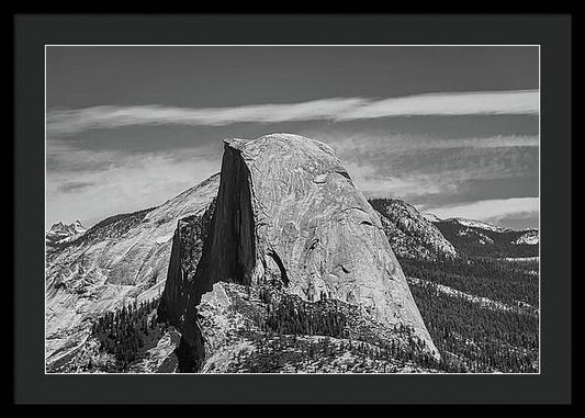 Black and White Landscape of Hal Dome - Framed Print