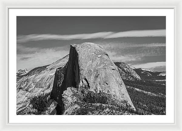 Black and White Landscape of Hal Dome - Framed Print