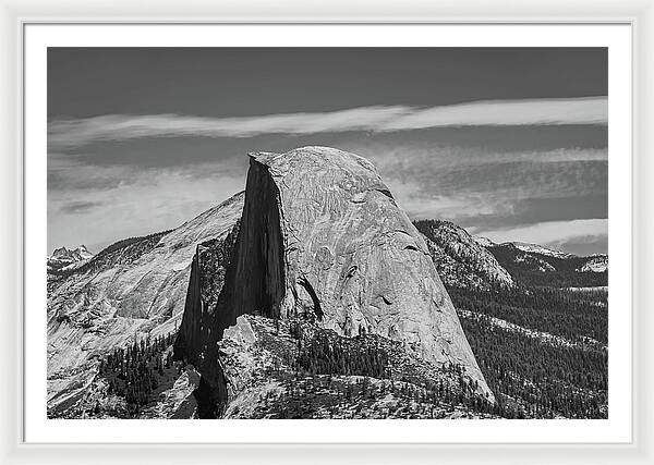 Black and White Landscape of Hal Dome - Framed Print