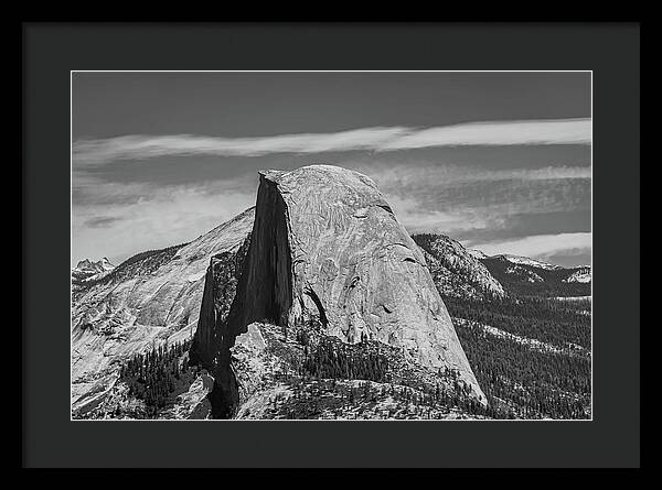 Black and White Landscape of Hal Dome - Framed Print