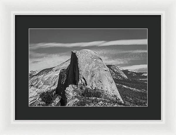Black and White Landscape of Hal Dome - Framed Print