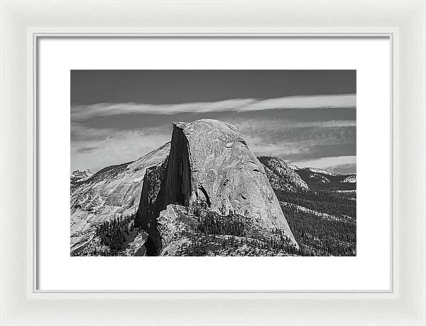 Black and White Landscape of Hal Dome - Framed Print