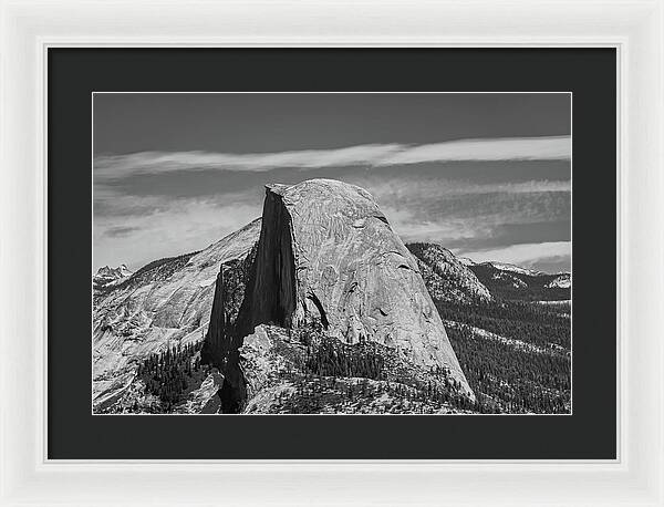 Black and White Landscape of Hal Dome - Framed Print
