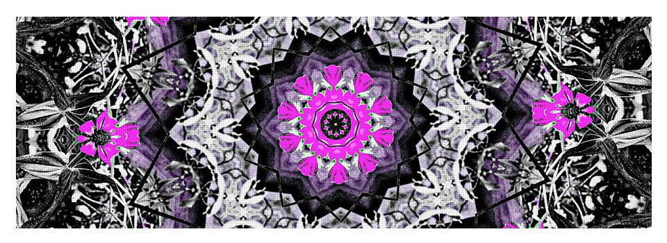 Black, white and Magenta Flowers Mandala - Yoga Mat