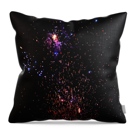 Blasted Colors of Fireworks in the sky - Throw Pillow