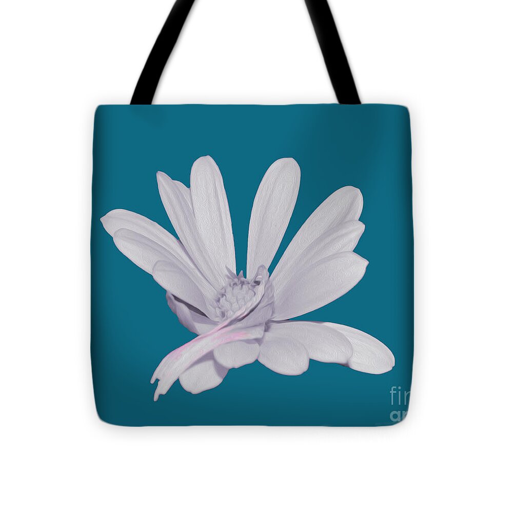 Blessed White Flower in a Blue Background - Tote Bag