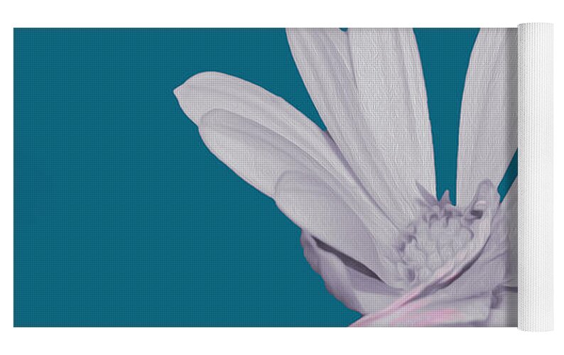 Blessed White Flower in a Blue Background - Yoga Mat