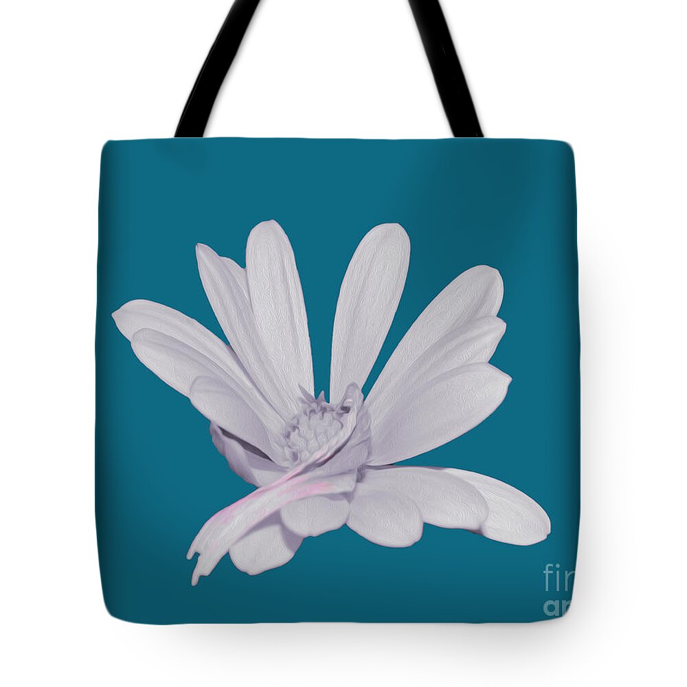 Blessed White Flower in a Blue Background - Tote Bag