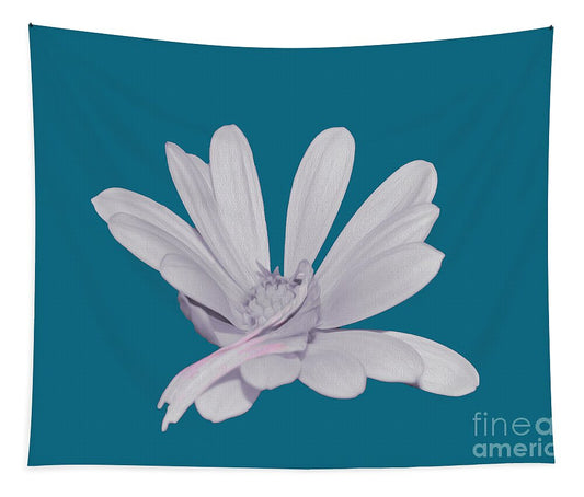 Blessed White Flower in a Blue Background - Tapestry