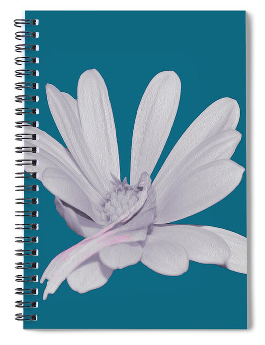 Blessed White Flower in a Blue Background - Spiral Notebook