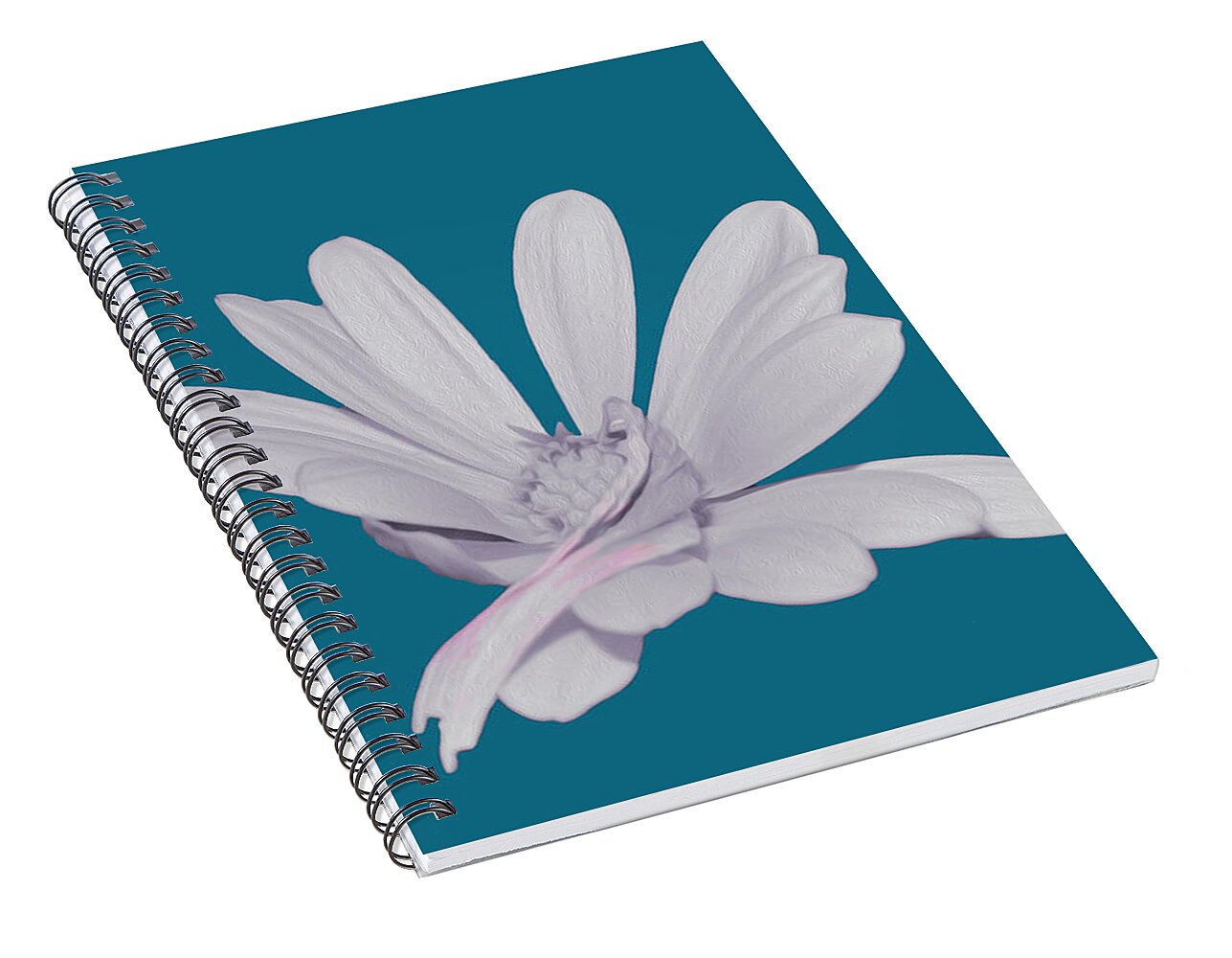 Blessed White Flower in a Blue Background - Spiral Notebook