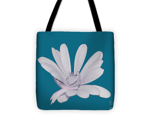 Blessed White Flower in a Blue Background - Tote Bag