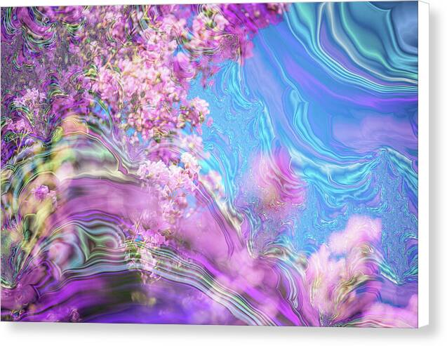 Blue and Pink Fractals and Flowers - Canvas Print