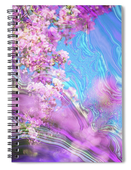 Blue and Pink Fractals and Flowers - Spiral Notebook