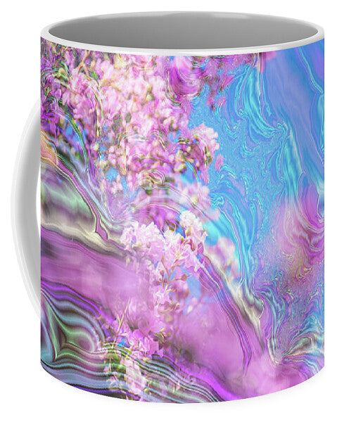 Blue and Pink Fractals and Flowers - Mug
