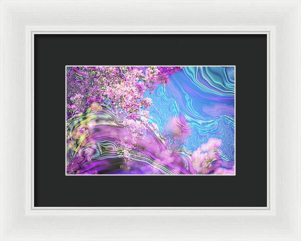Blue and Pink Fractals and Flowers - Framed Print