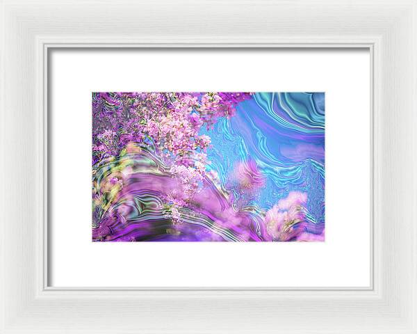 Blue and Pink Fractals and Flowers - Framed Print