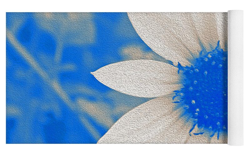Blue and white Sunflower - Yoga Mat