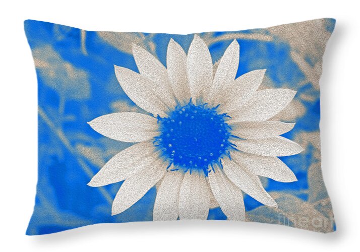 Blue and white Sunflower - Throw Pillow