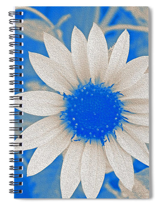 Blue and white Sunflower - Spiral Notebook