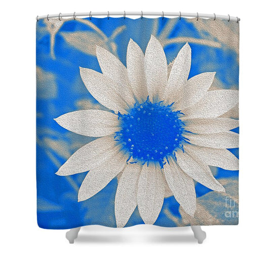 Blue and white Sunflower - Shower Curtain