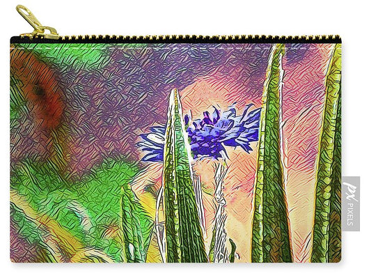 Blue artistic Landscape of a Hidden Flower - Zip Pouch