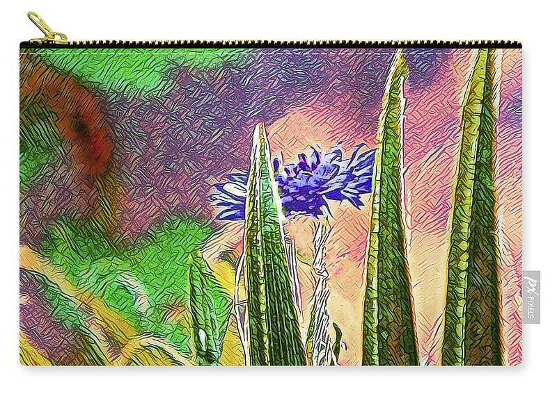 Blue artistic Landscape of a Hidden Flower - Zip Pouch