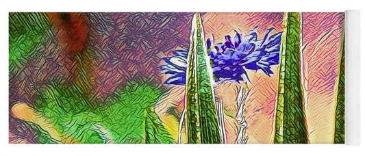 Blue artistic Landscape of a Hidden Flower - Yoga Mat
