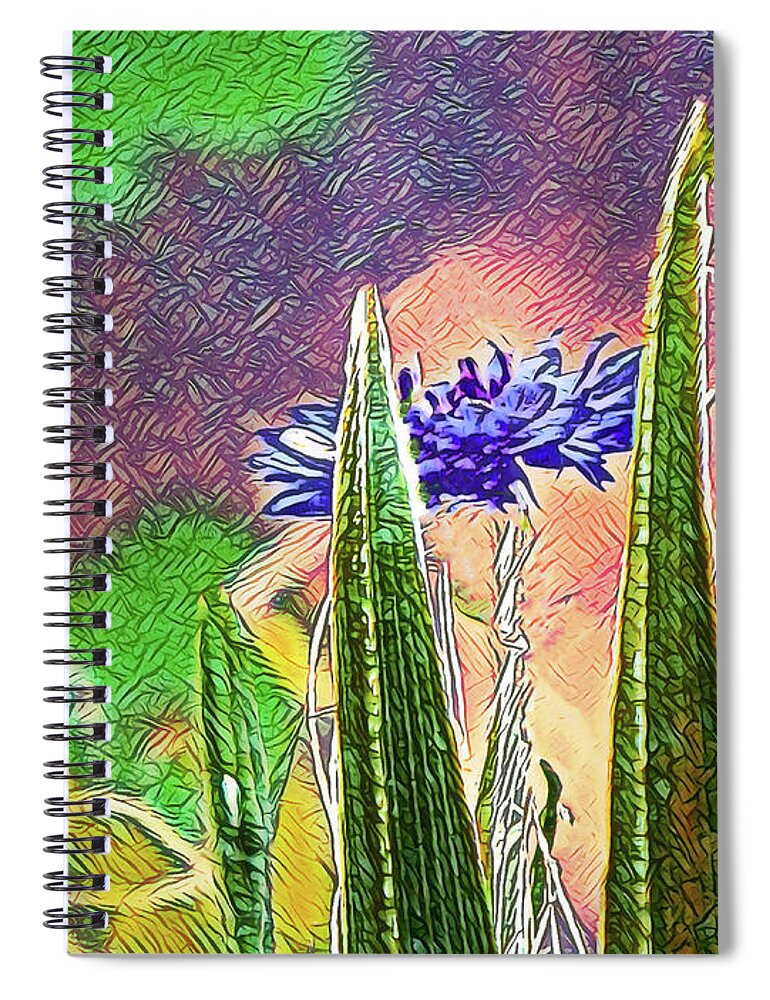 Blue artistic Landscape of a Hidden Flower - Spiral Notebook