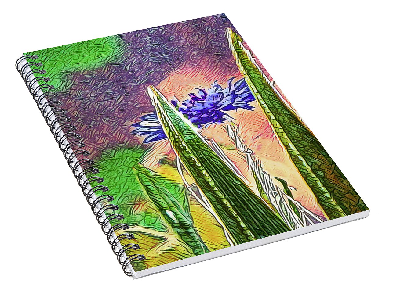Blue artistic Landscape of a Hidden Flower - Spiral Notebook