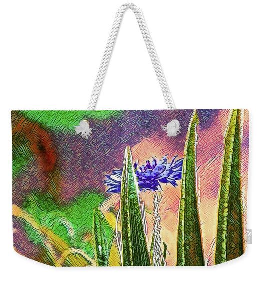 Blue artistic Landscape of a Hidden Flower - Weekender Tote Bag