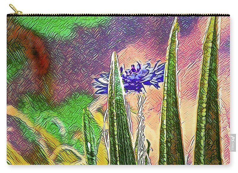 Blue artistic Landscape of a Hidden Flower - Zip Pouch