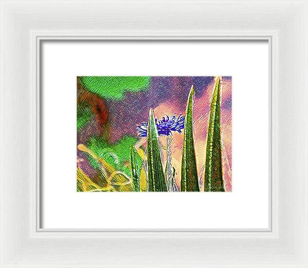 Blue artistic Landscape of a Hidden Flower - Framed Print