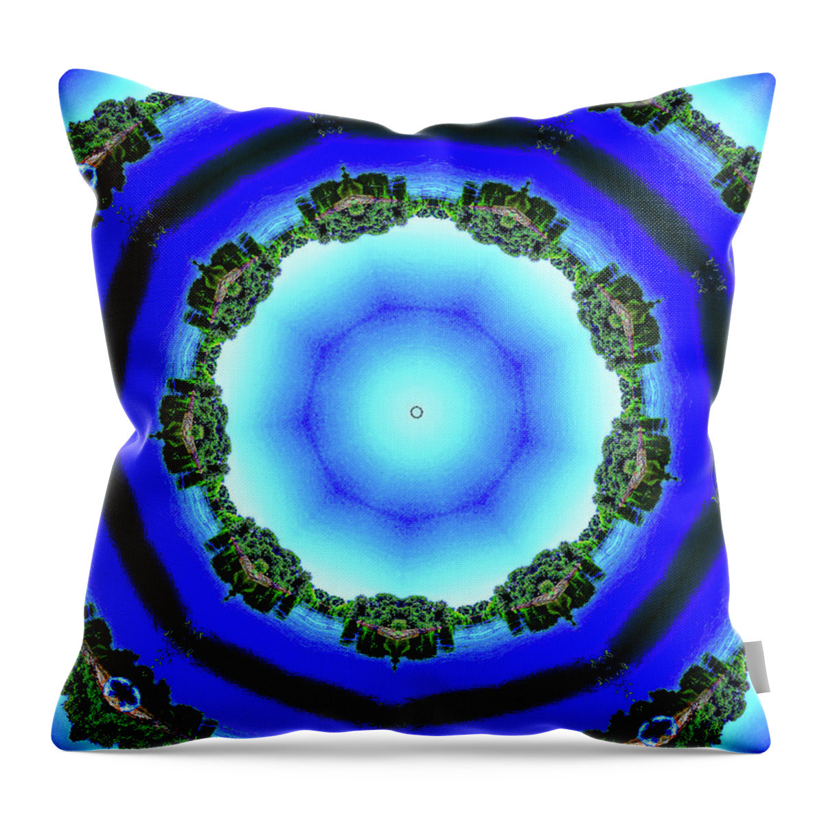 Blue Espace Nature Mandala - Throw Pillow