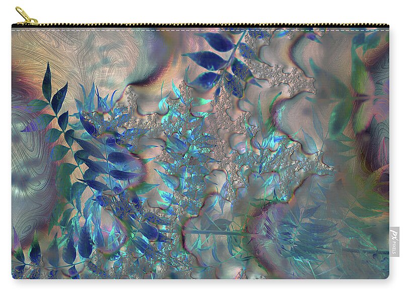 Blue Fractals Design Leaves - Zip Pouch
