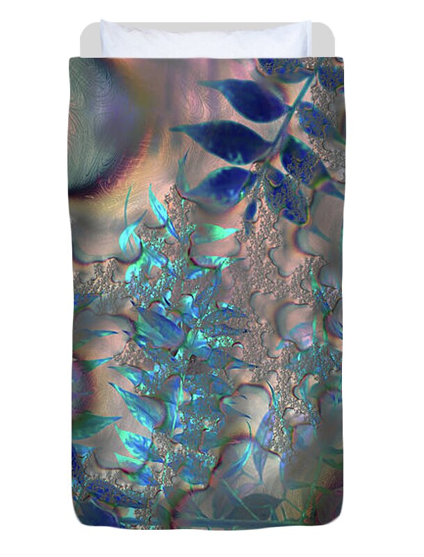 Blue Fractals Design Leaves - Duvet Cover