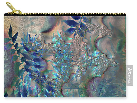 Blue Fractals Design Leaves - Zip Pouch