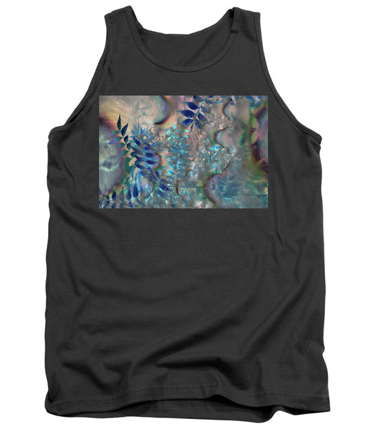 Blue Fractals Design Leaves - Tank Top