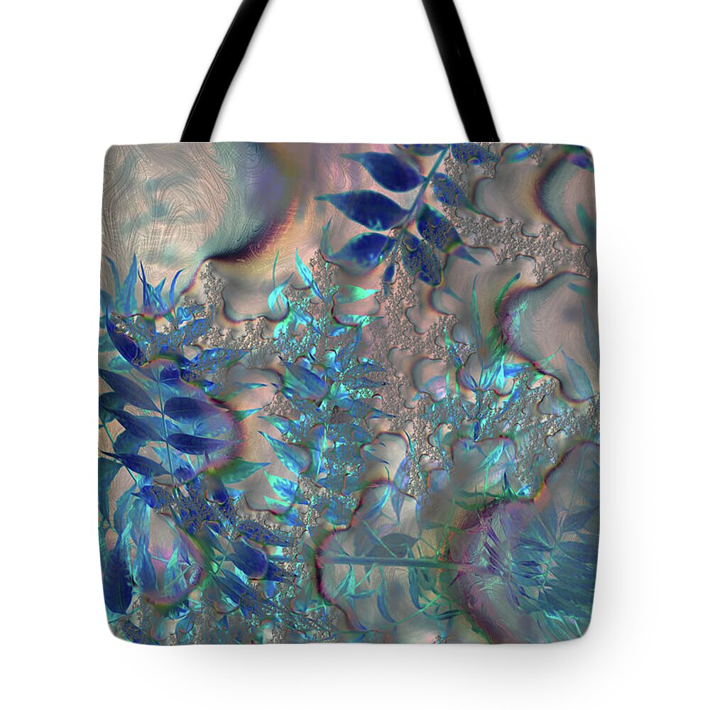 Blue Fractals Design Leaves - Tote Bag