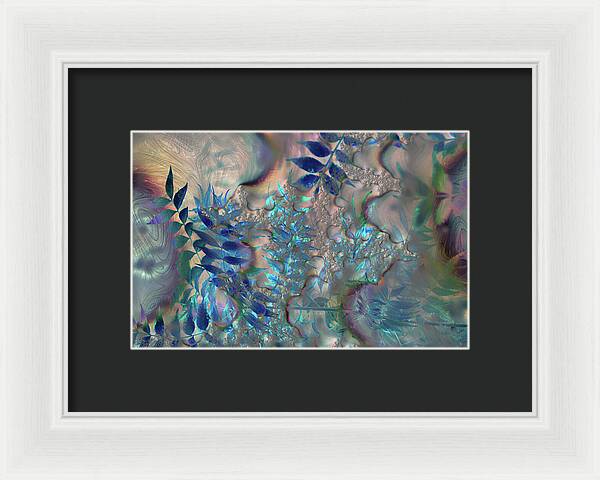 Blue Fractals Design Leaves - Framed Print