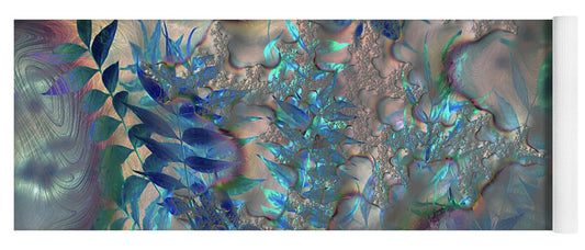 Blue Fractals Design Leaves - Yoga Mat