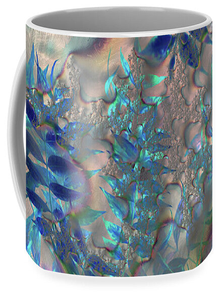 Blue Fractals Design Leaves - Mug