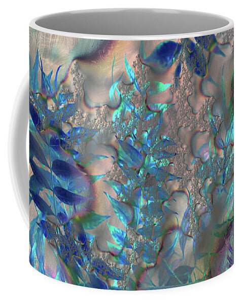 Blue Fractals Design Leaves - Mug