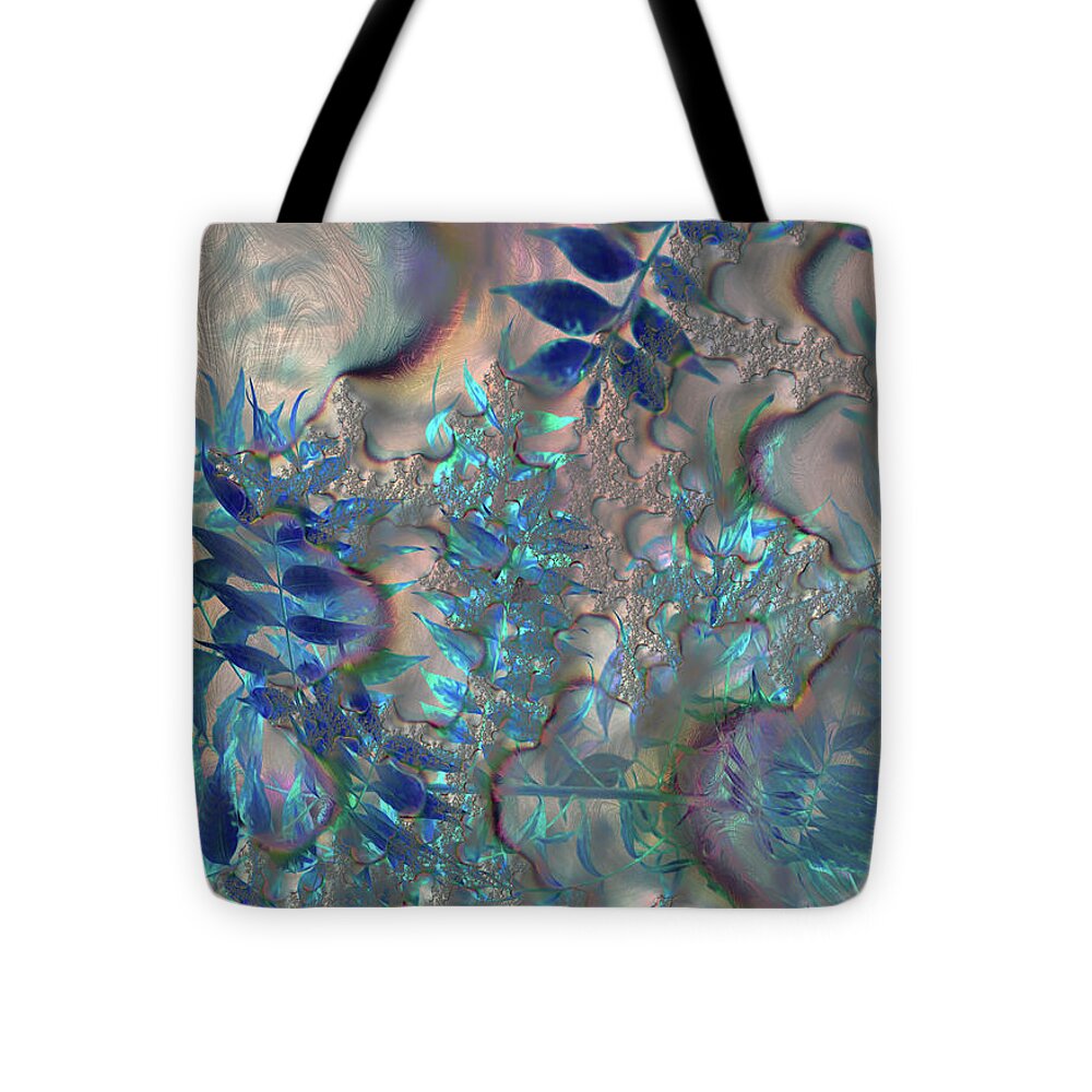 Blue Fractals Design Leaves - Tote Bag