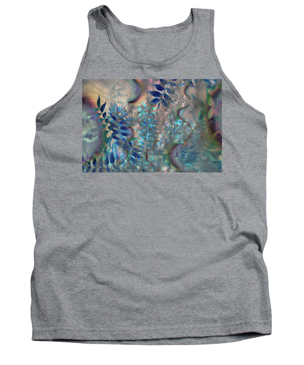 Blue Fractals Design Leaves - Tank Top